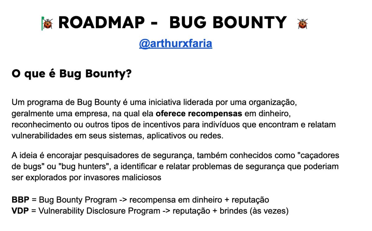 🐞 ROADMAP -  BUG BOUNTY 🐞