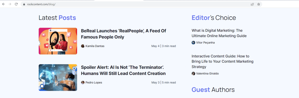 content marketing in Rock Content's blog
