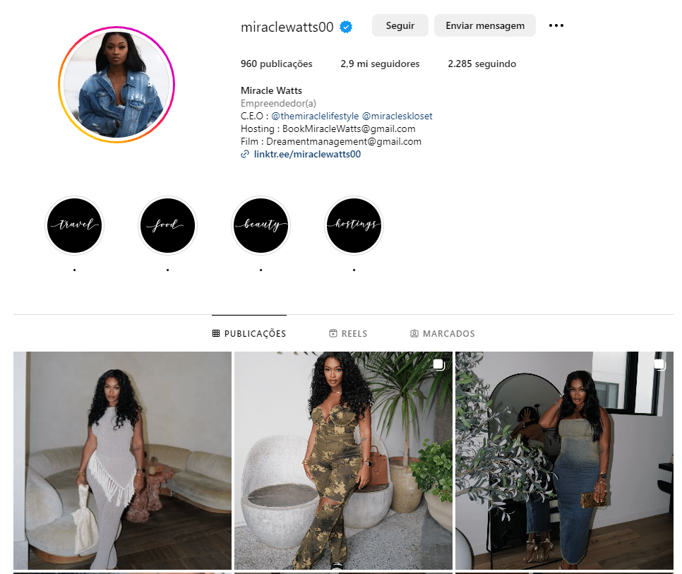 Miracle's Instagram profile 