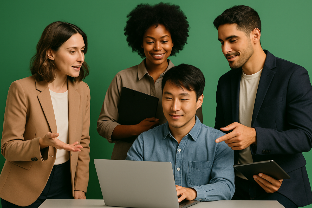 Grupo discutindo a experiência do cliente