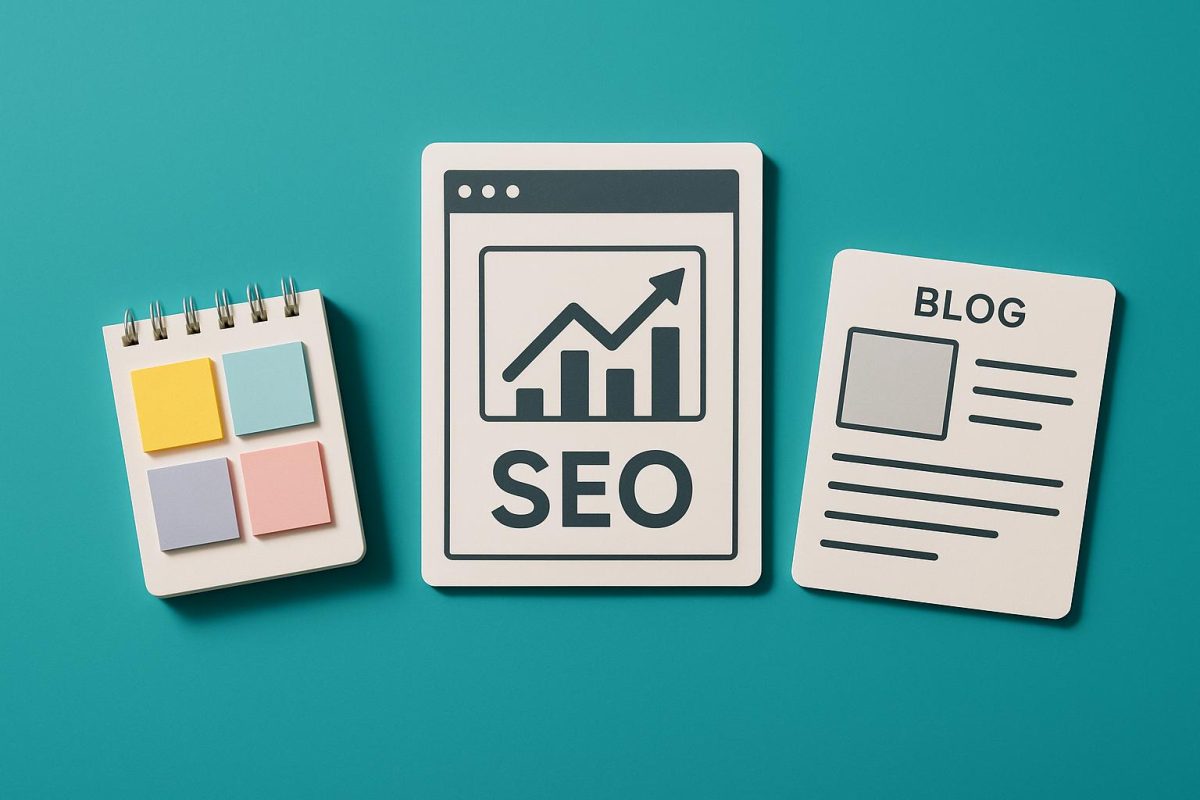 Materiais de SEO sobre blog e crescimento.