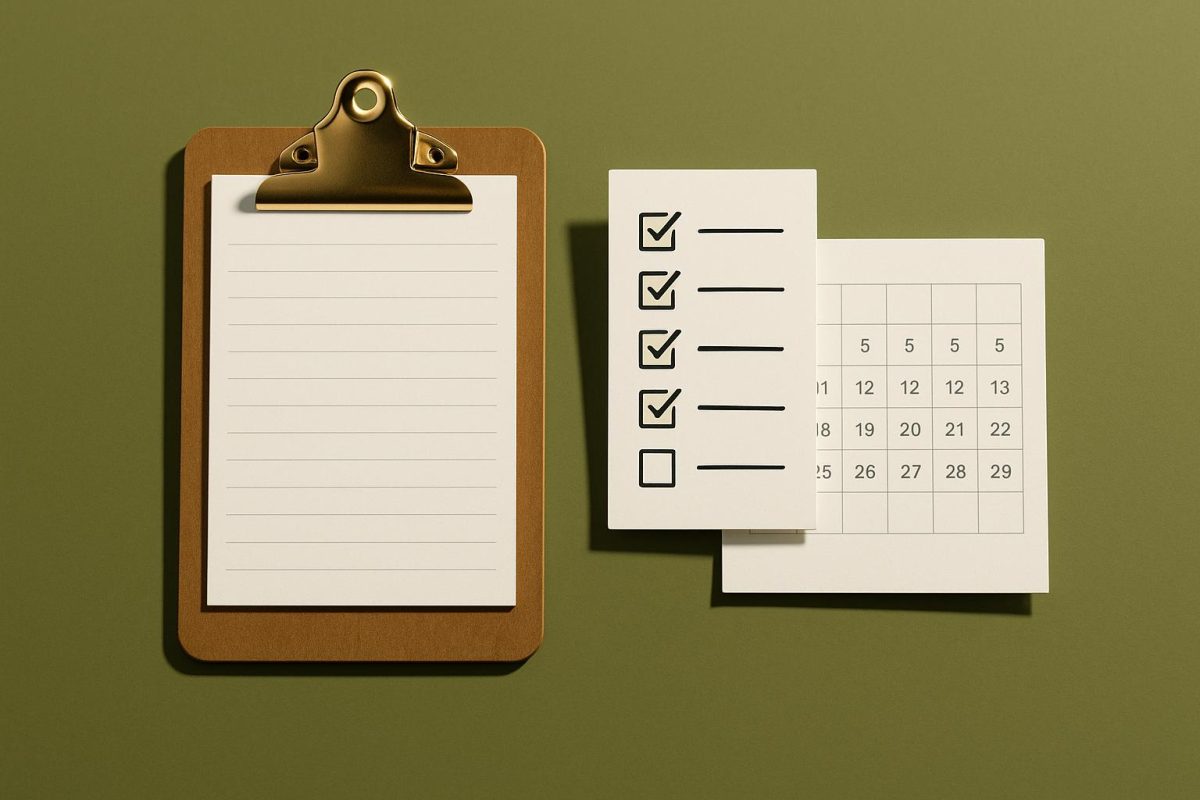 clipboard with checklist and calendar