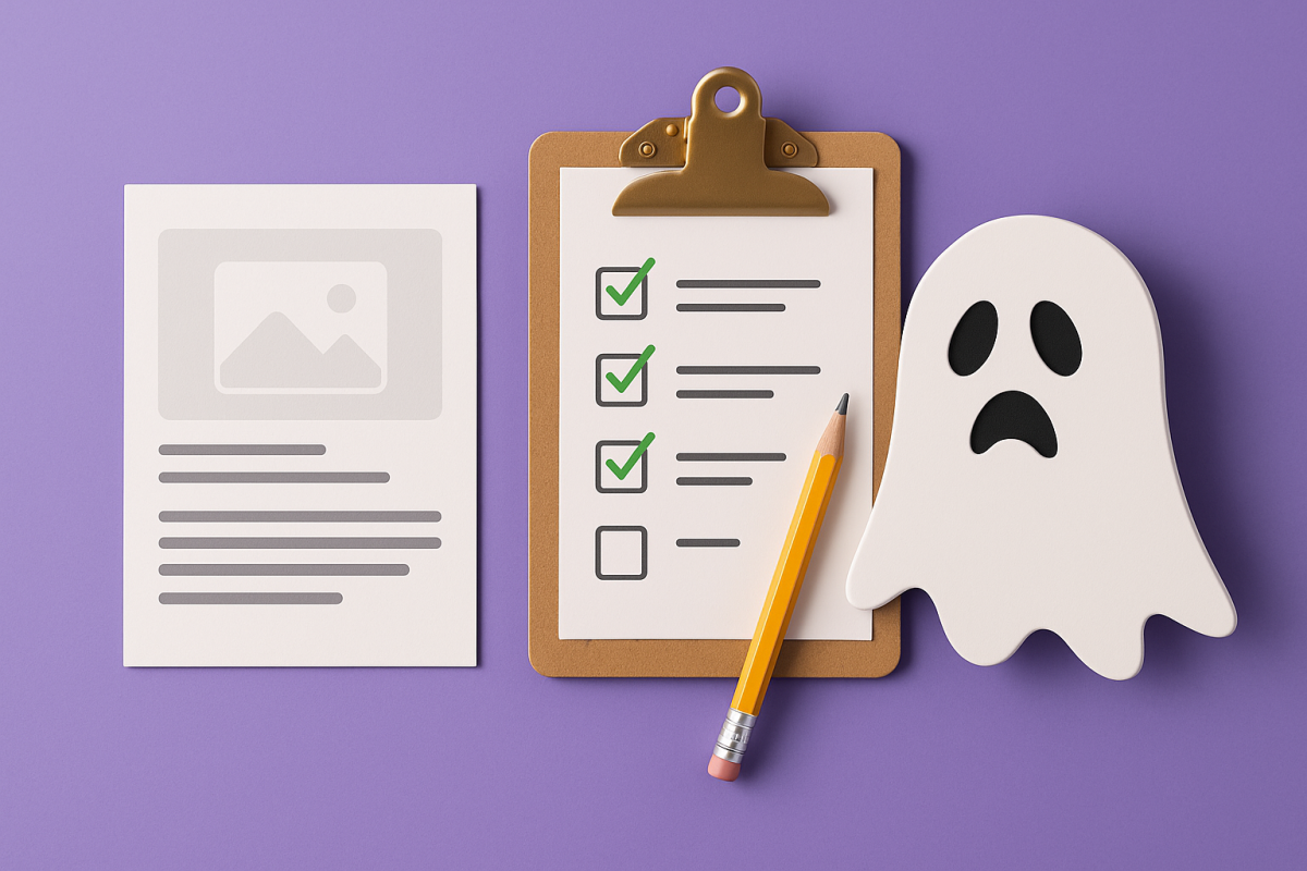 lista de verificação com tema de fantasma