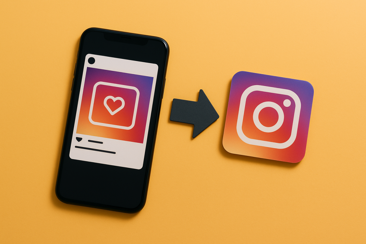 smartphone e ícone do Instagram sobre fundo amarelo