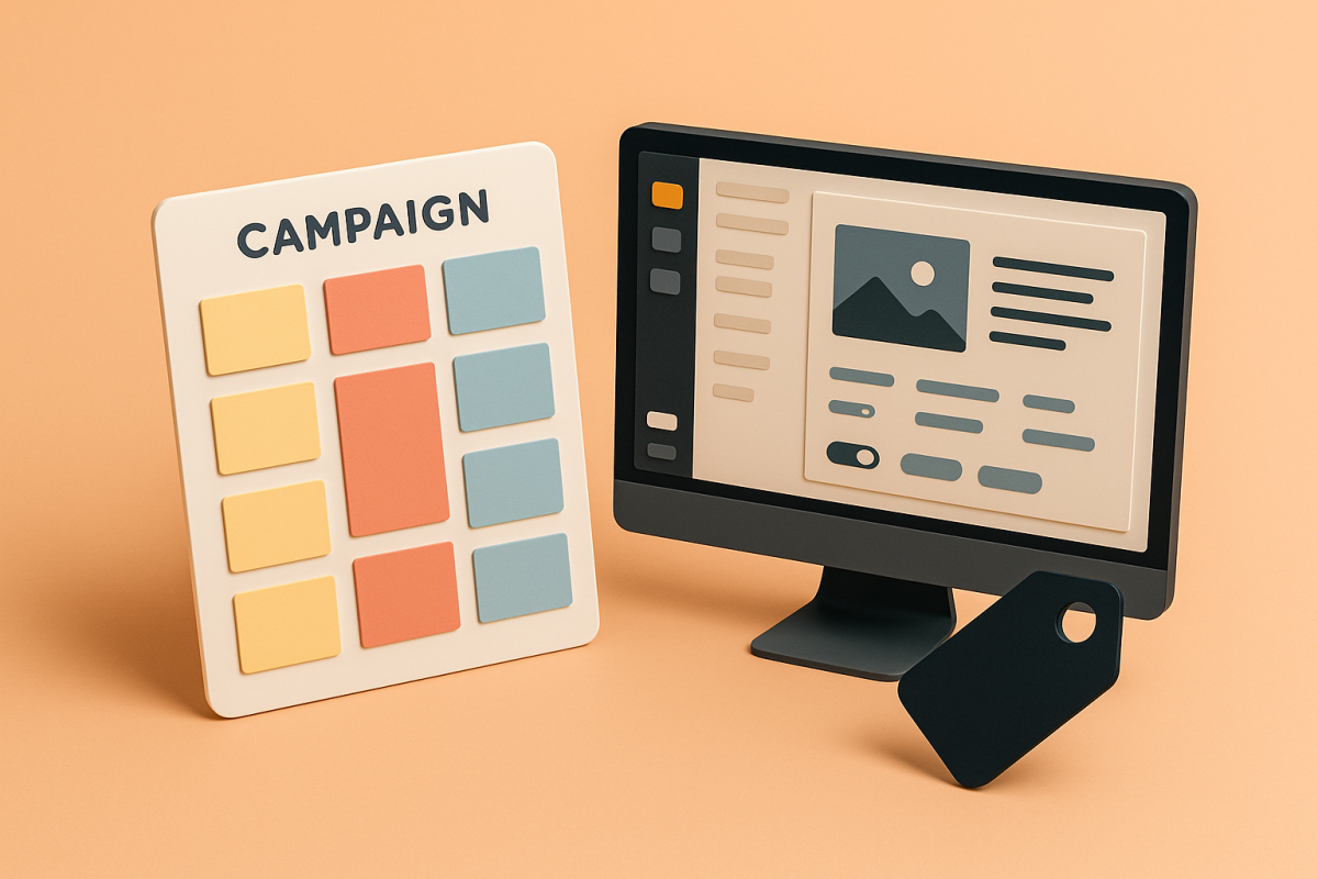 computador e painel de campanha
