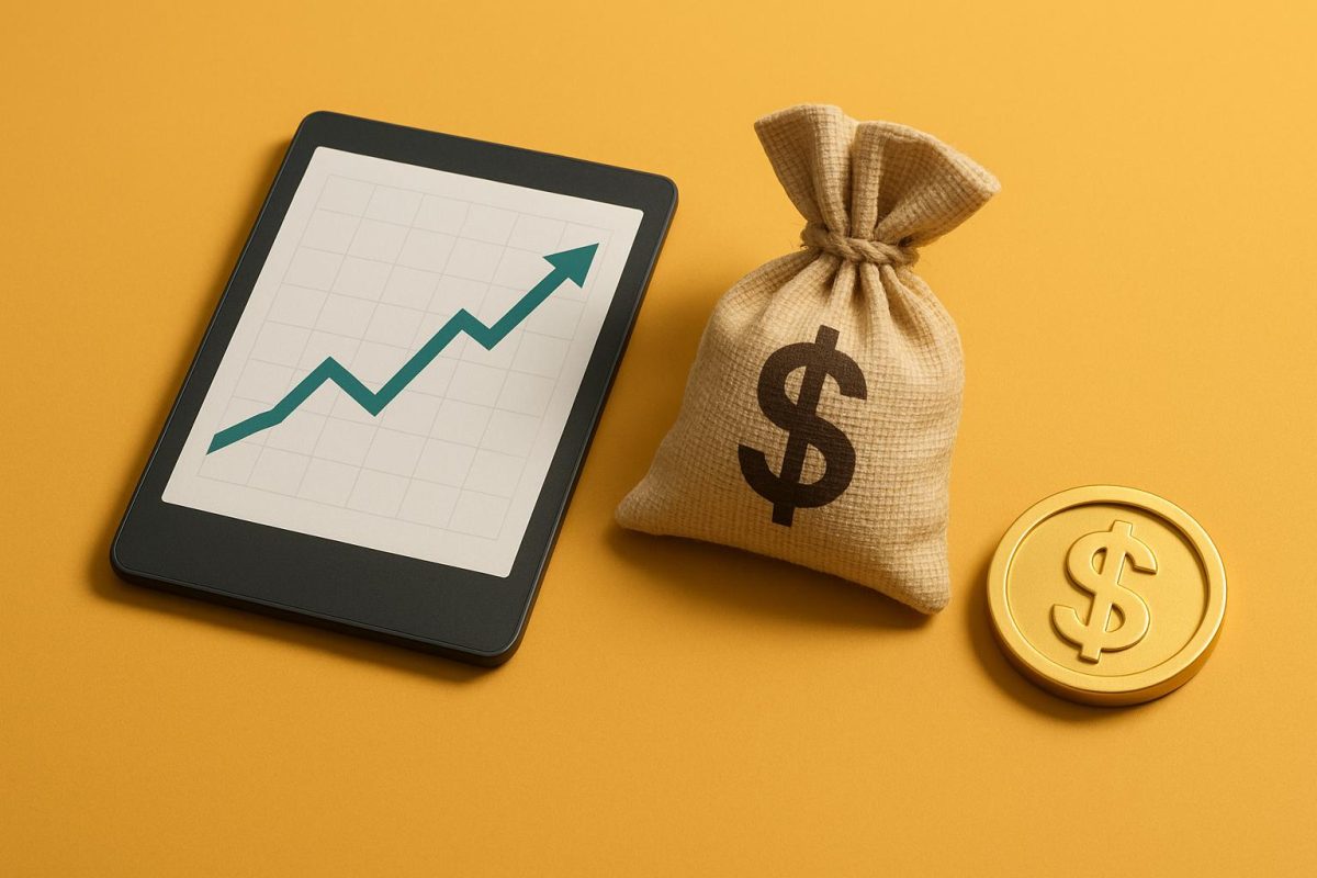 Objetos financeiros em fundo amarelo