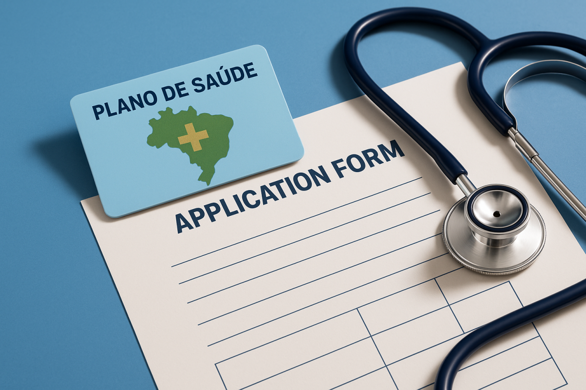 cartão de plano de saúde e formulário de inscrição